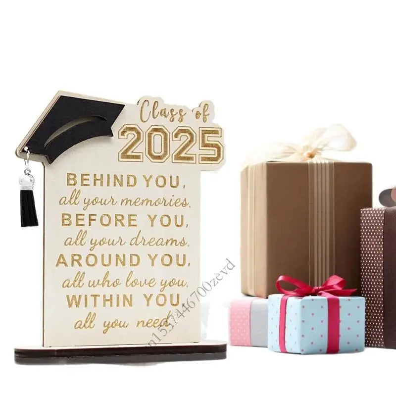 Inspirational Quote Sign Desk Ornament Class Of 2025 Graduation Plaque Table Dcoration with Stand for Graduate P9YB