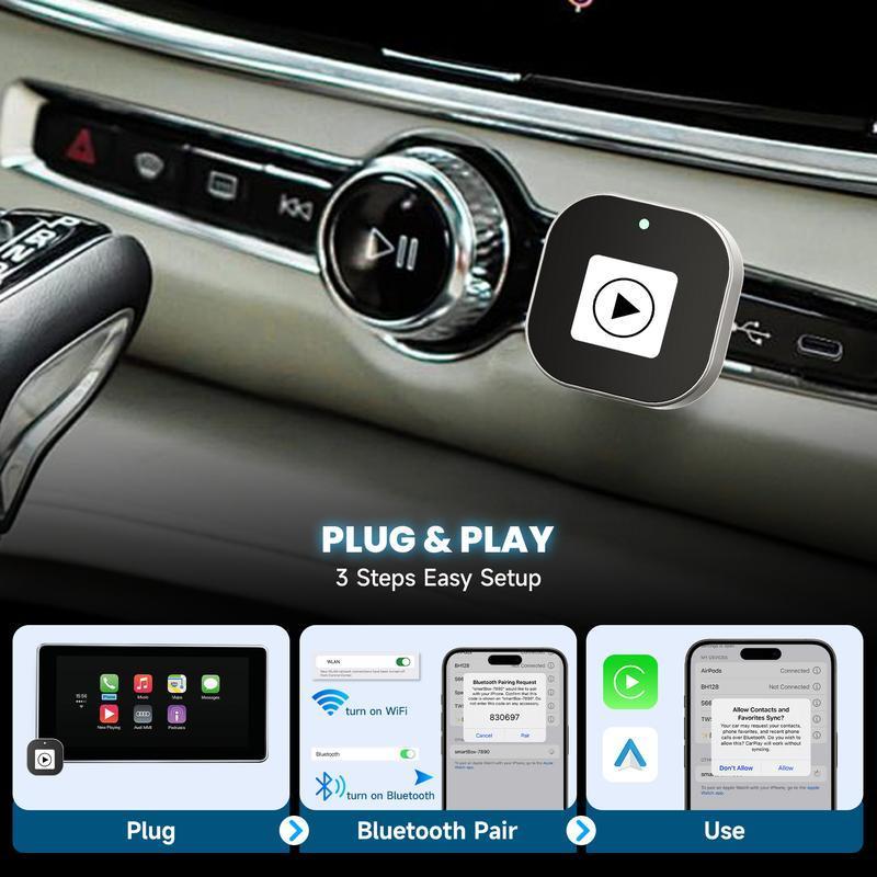 2025 Wireless CarPlay Adapter For IPhone And Android Fast Connection No Delay Hands-free Calling Wireless Car Electronics Adapter