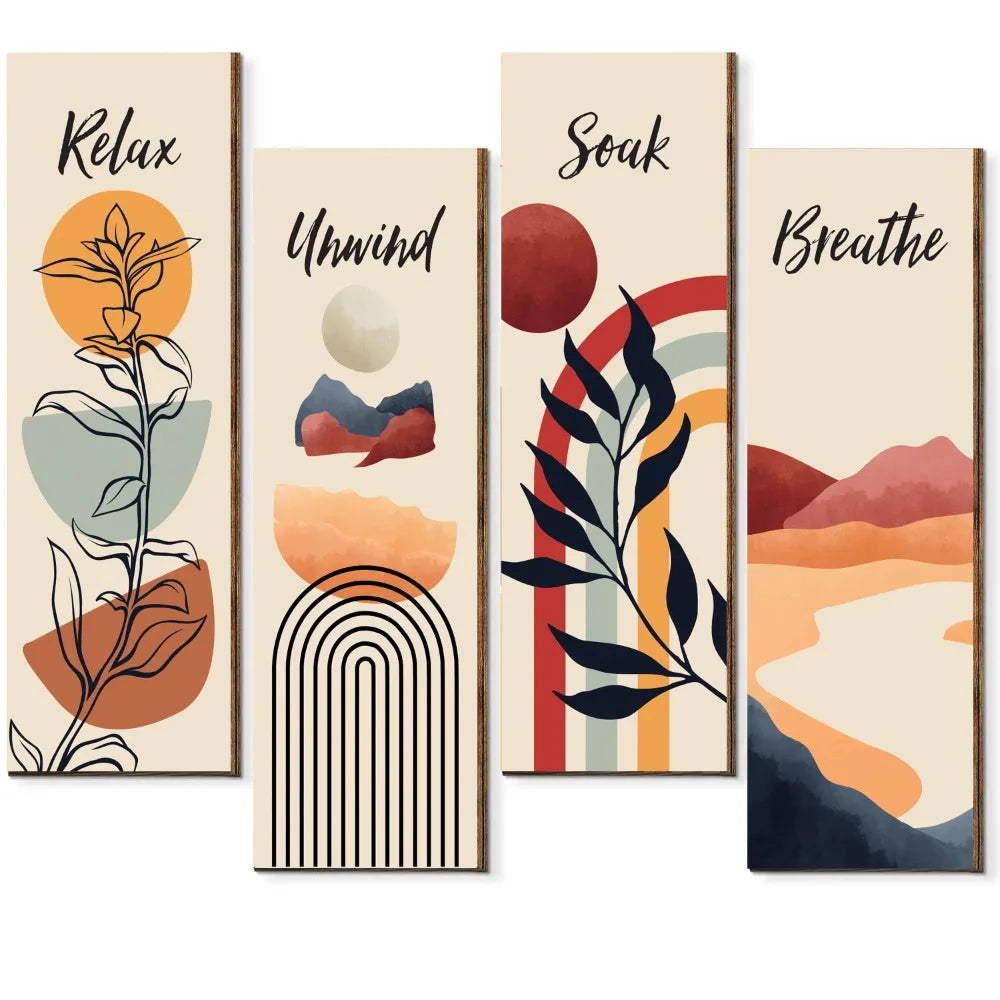 Inspirational Quotes Bohemian Abstract Hanging Sign Wall-mounting Handmade Plant Leaf Pendant Artistic Wooden Wall Hanging Plate