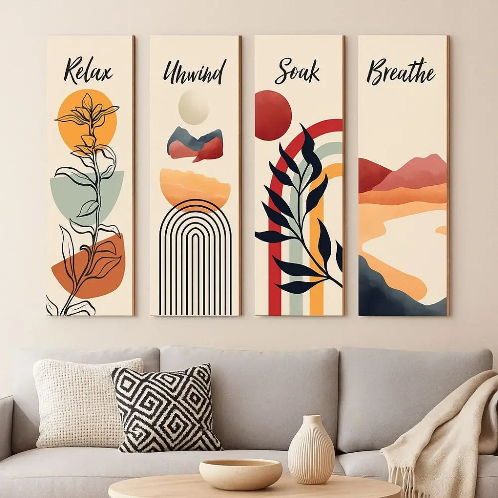 Inspirational Quotes Bohemian Abstract Hanging Sign Wall-mounting Handmade Plant Leaf Pendant Artistic Wooden Wall Hanging Plate