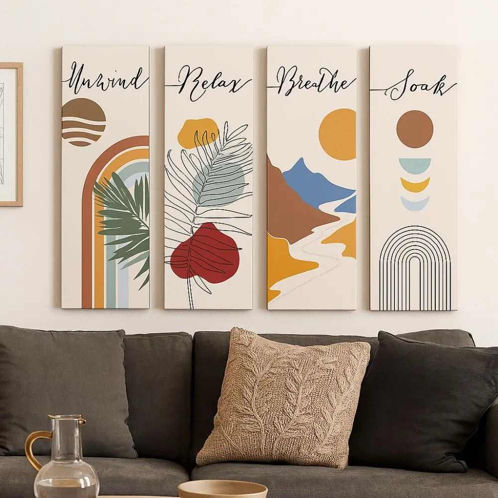Inspirational Quotes Bohemian Abstract Hanging Sign Handmade Artistic Plant Leaf Pendant Wall-mounting Wooden Wall Hanging Plate