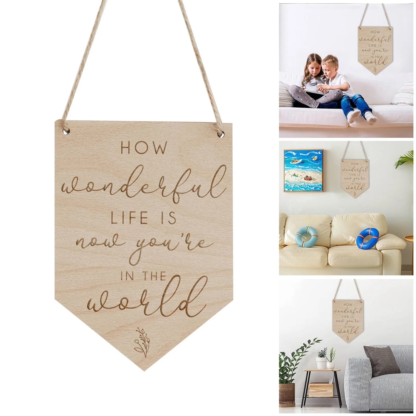 Heartwarming Wooden Plaque Inspirational Quotes, Rustic Home Decor Sign for Wall, Gift for Family