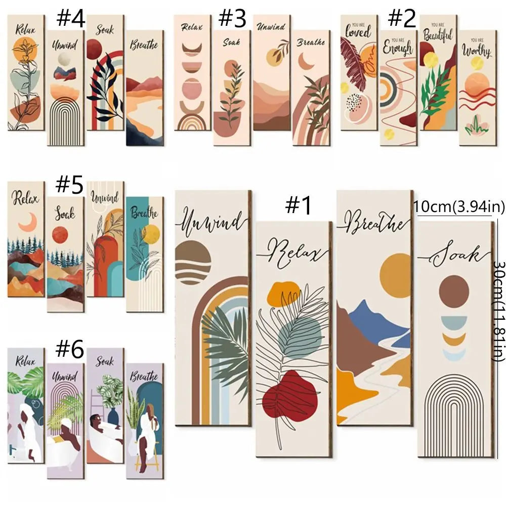 Inspirational Quotes Bohemian Abstract Hanging Sign Handmade Artistic Wooden Wall Hanging Plate Wall-mounting Plant Leaf Pendant