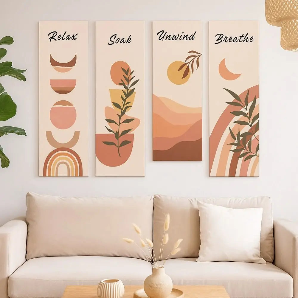 Inspirational Quotes Bohemian Abstract Hanging Sign Wall-mounting Handmade Plant Leaf Pendant Artistic Wooden Wall Hanging Plate