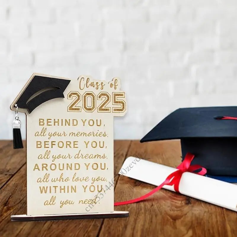 Inspirational Quote Sign Desk Ornament Class Of 2025 Graduation Plaque Table Dcoration with Stand for Graduate P9YB