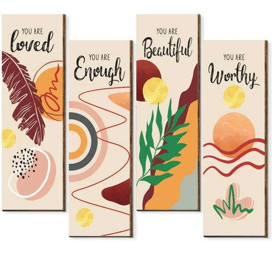 Inspirational Quotes Bohemian Abstract Hanging Sign Handmade Artistic Plant Leaf Pendant Wall-mounting Wooden Wall Hanging Plate