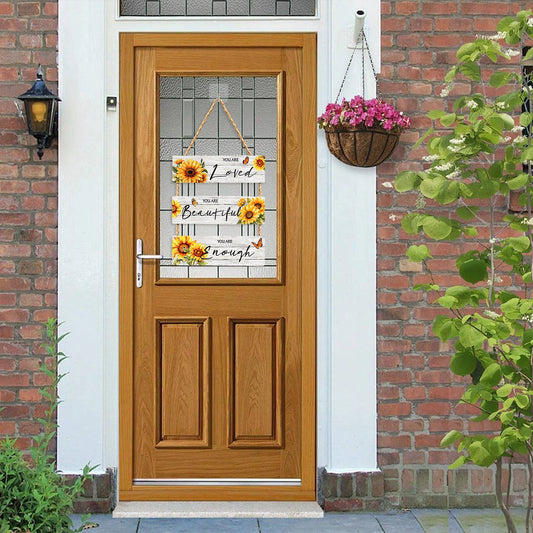 Sunflower Wooden Wall Hanging for Front Door, Inspirational Quotes Sign Decoration for Bedroom Wooden Yellow Bathroom Decor
