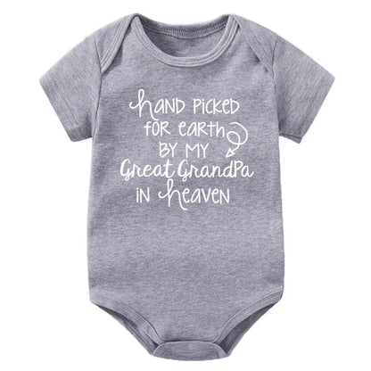 Baby Bodysuit Hand Picked For Earth By My Great Grandpa In Heaven Printed Newborn Romper Cotton Body Baby Girl Boy Clothes