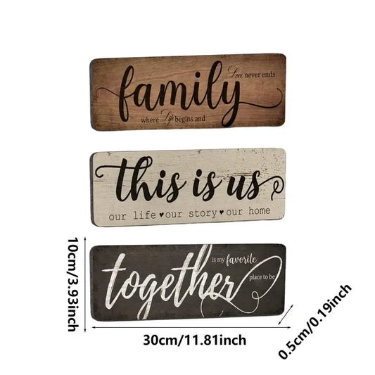 This Is Us Wooden Sign 3pcs Living Room Signs Wall Decor Family Inspirational Quotes Prints Signs Framed Retro Artwork Decor Set