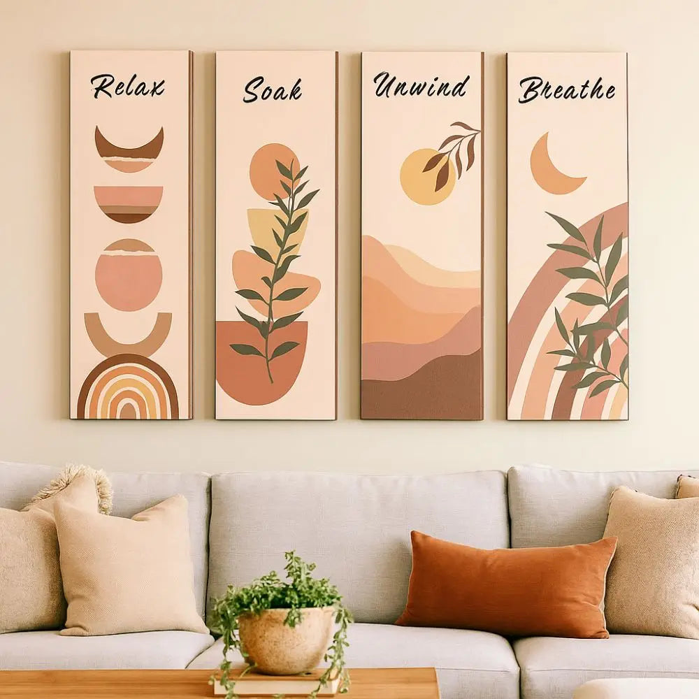 Inspirational Quotes Bohemian Abstract Hanging Sign Handmade Artistic Plant Leaf Pendant Wall-mounting Wooden Wall Hanging Plate