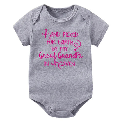 Baby Bodysuit Hand Picked For Earth By My Great Grandpa In Heaven Printed Newborn Romper Cotton Body Baby Girl Boy Clothes